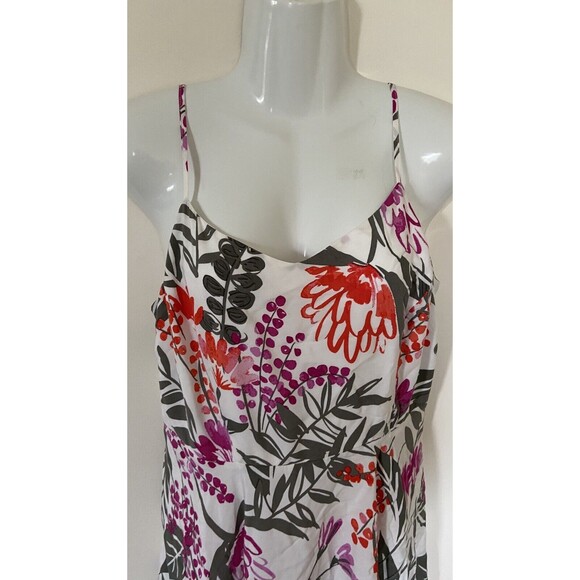 Old Navy Sundress Medium White Floral Cami Fit & Flare VNeck Lined Mini Tropical - Picture 5 of 8